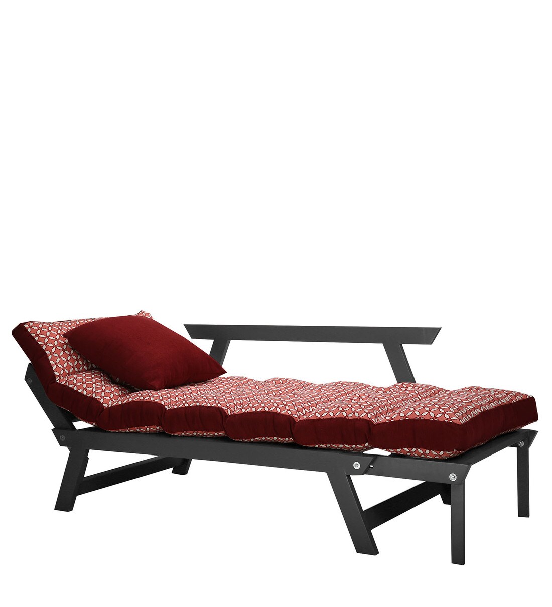 Buy Alexa Double Futon Sofa Cum Bed in Red Four Leaf Colour by ARRA