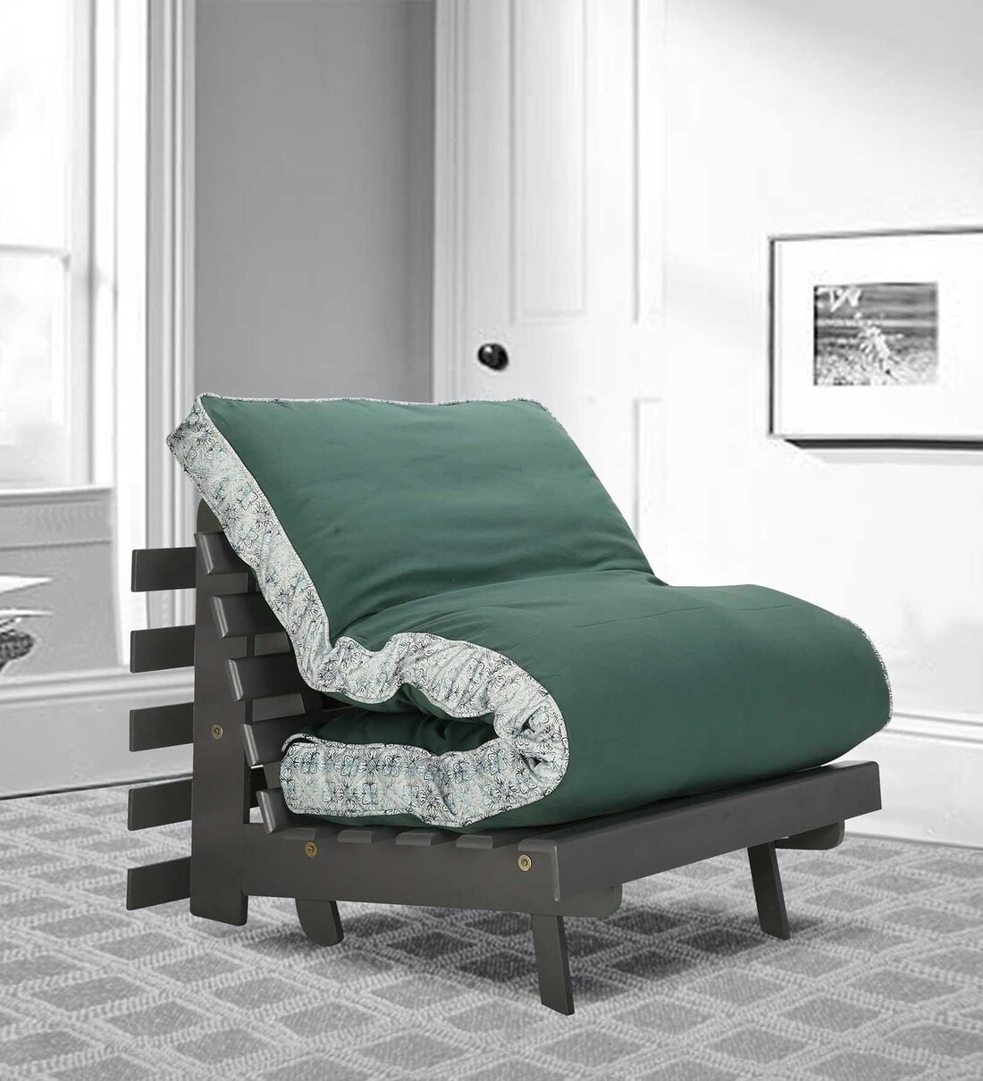 Buy Single Futon Sofa Cum Bed in Green Colour at 21% OFF by ARRA