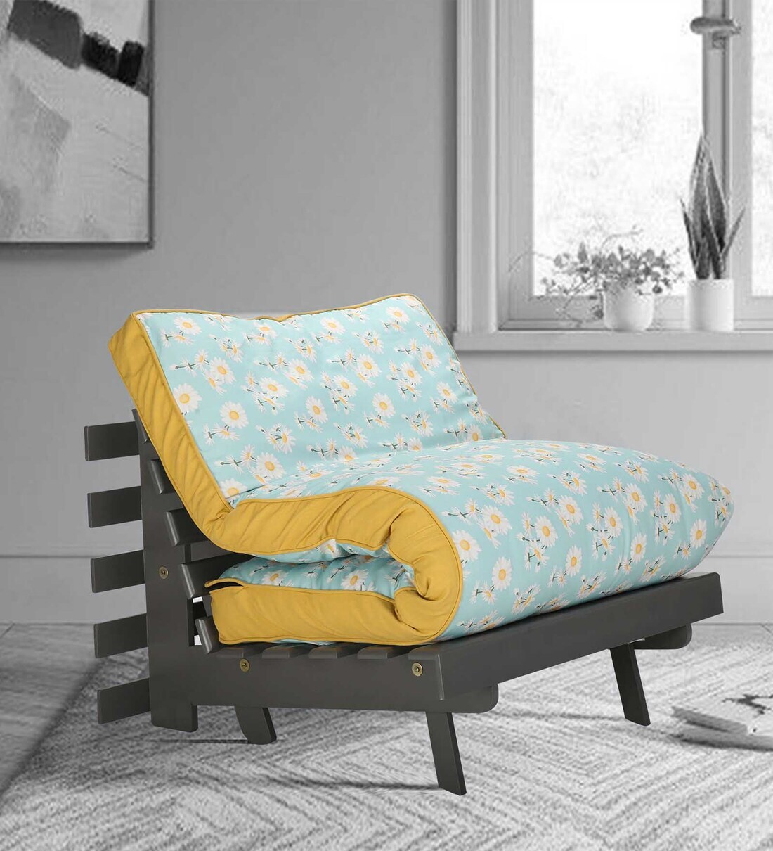 Buy Single Futon Sofa Cum Bed in Multicolour by ARRA Online Single
