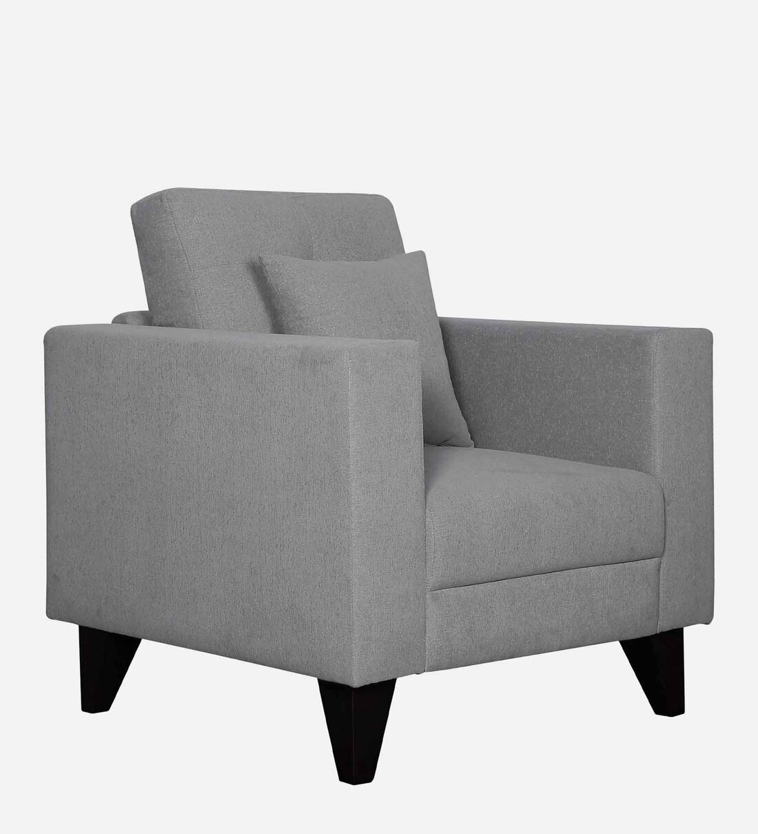 Buy Alfredo Fabric 1 Seater Sofa In Ash Grey Colour by CasaCraft Online
