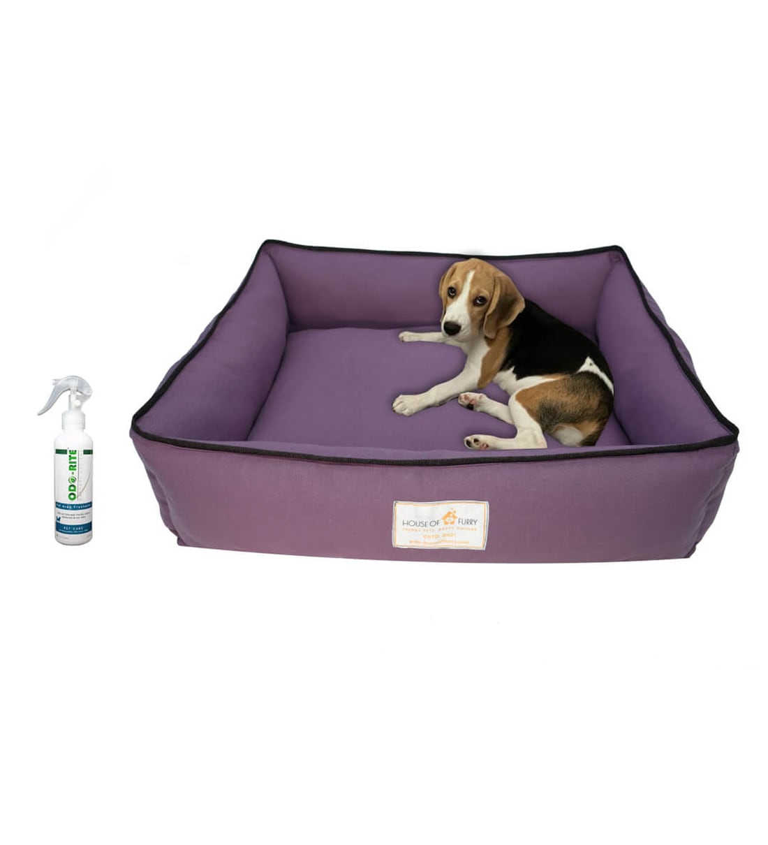 Buy Alica Medium Purple Cotton Linen Bolstered Pet Bed at 100 OFF by