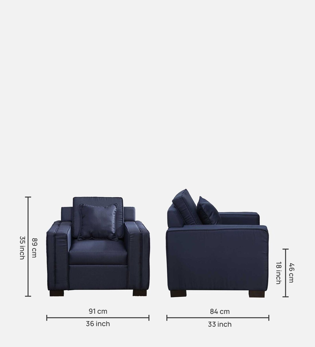 Buy Alisia Fabric 1 Seater Sofa In Navy Blue Colour at 38% OFF by
