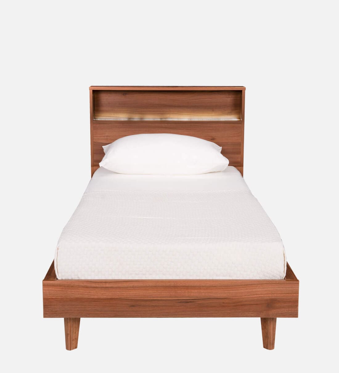 Buy Pure Alister Single Bed In Brown Color With LED Lights at 50