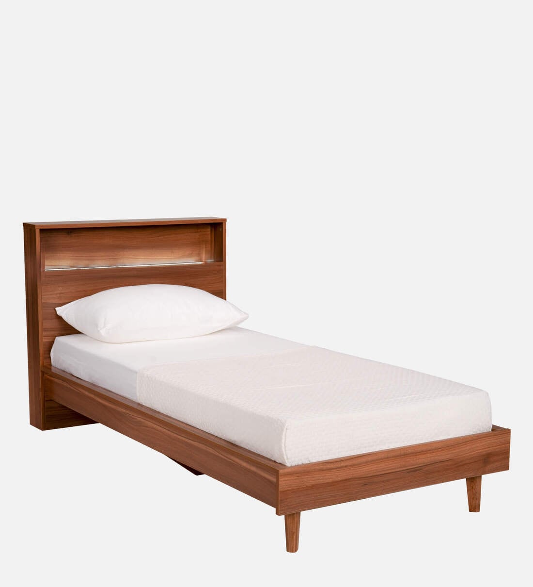 Buy Pure Alister Single Bed In Brown Color With LED Lights at 50