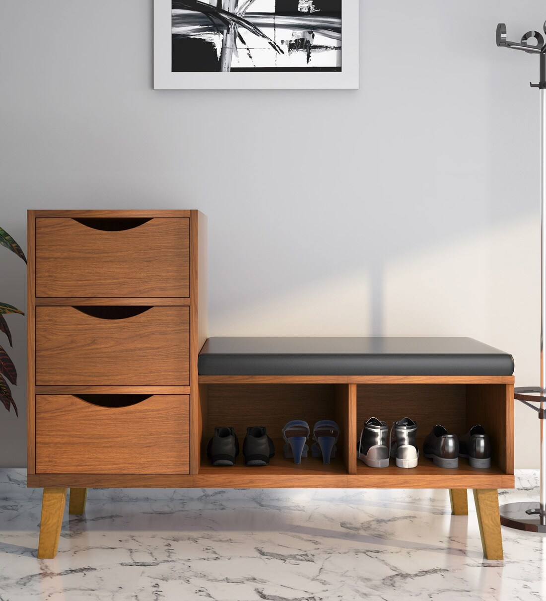 Buy Allen Shoe Rack in Walnut Finish by Home Online