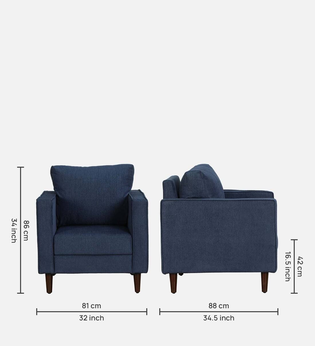 Buy Allison Fabric 1 Seater Sofa In Navy Blue Colour at 38% OFF by