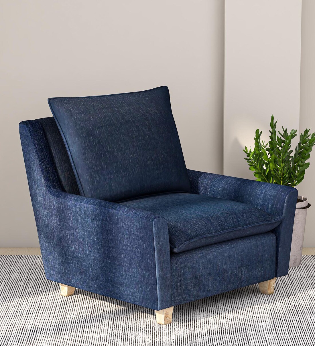 Buy Alma Fabric Full Back Lounge Chair In Blue Colour at 11 OFF by