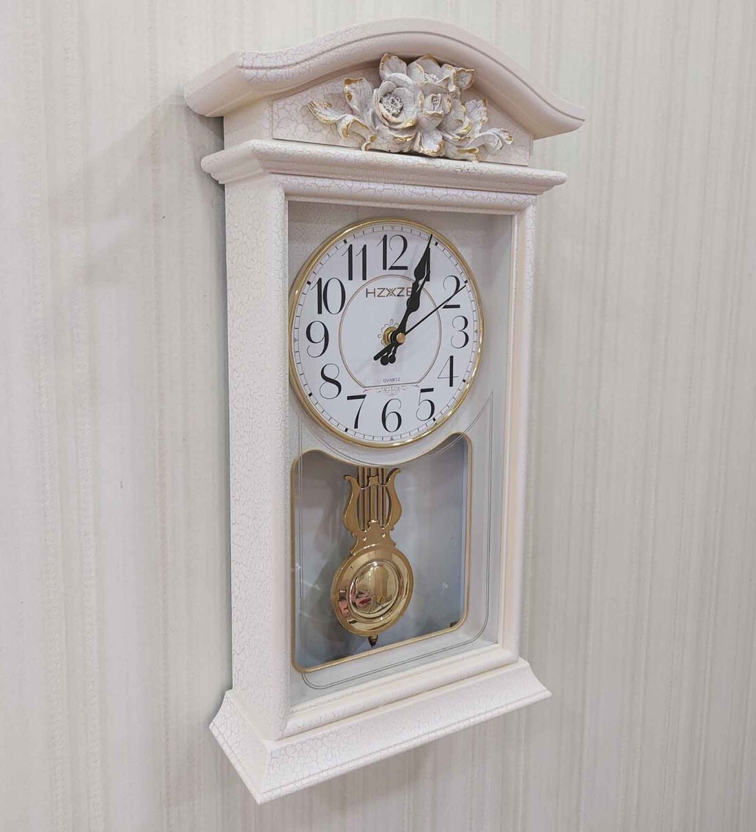 Buy Almirah Design Wall Clock With Pendulum And Hourly Sound By