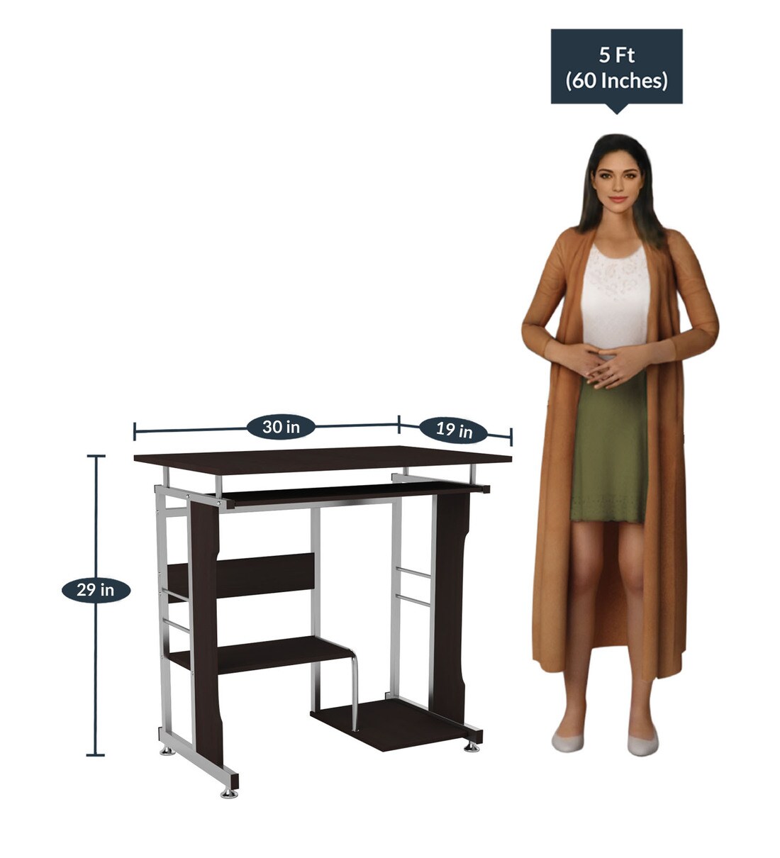 Buy Alpha Computer Table in Black Walnut Finish by Nilkamal Online