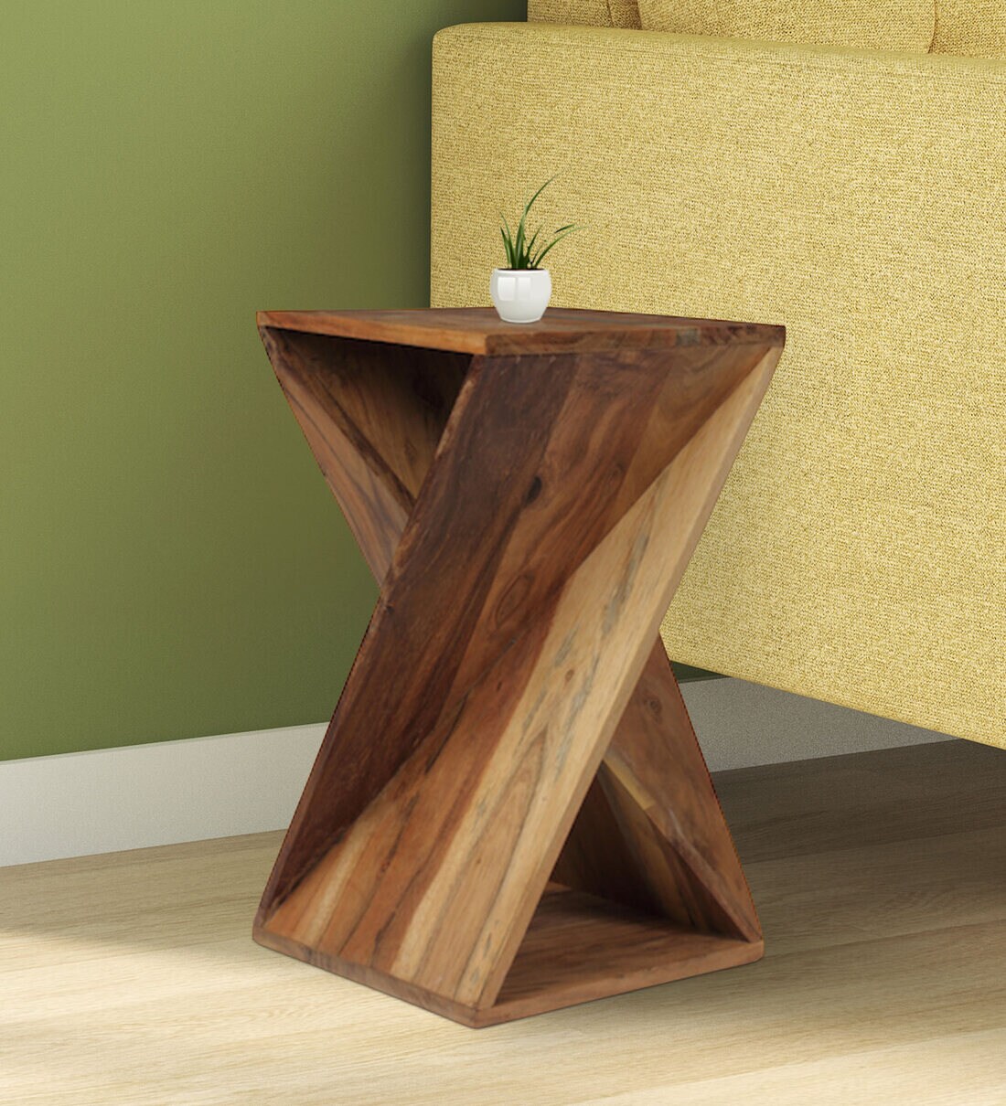 Leilla solid wood abstract end deals table