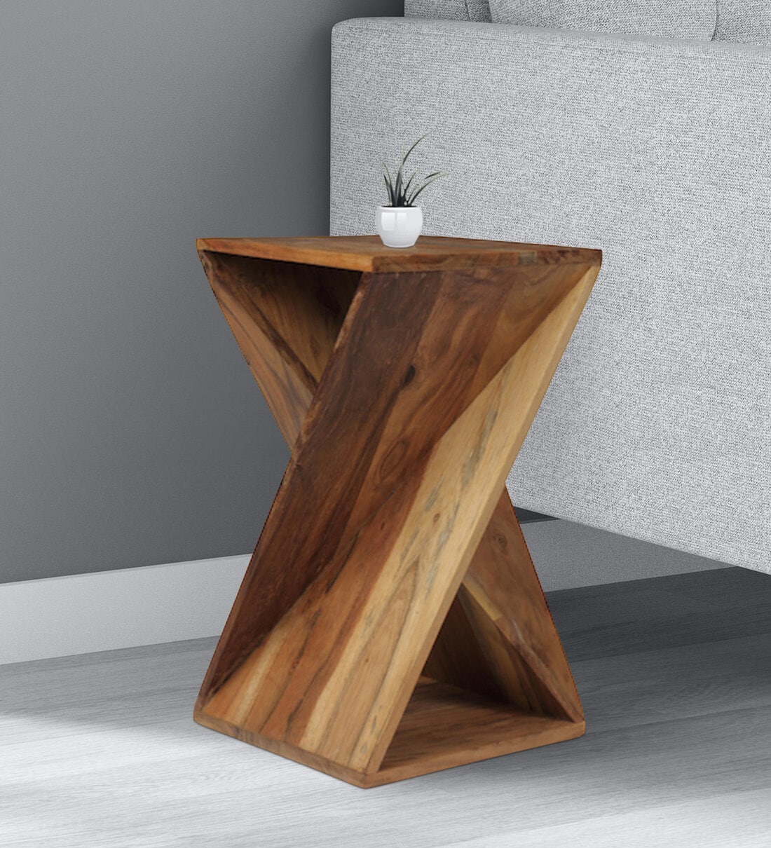 Buran solid wood abstract end outlet table