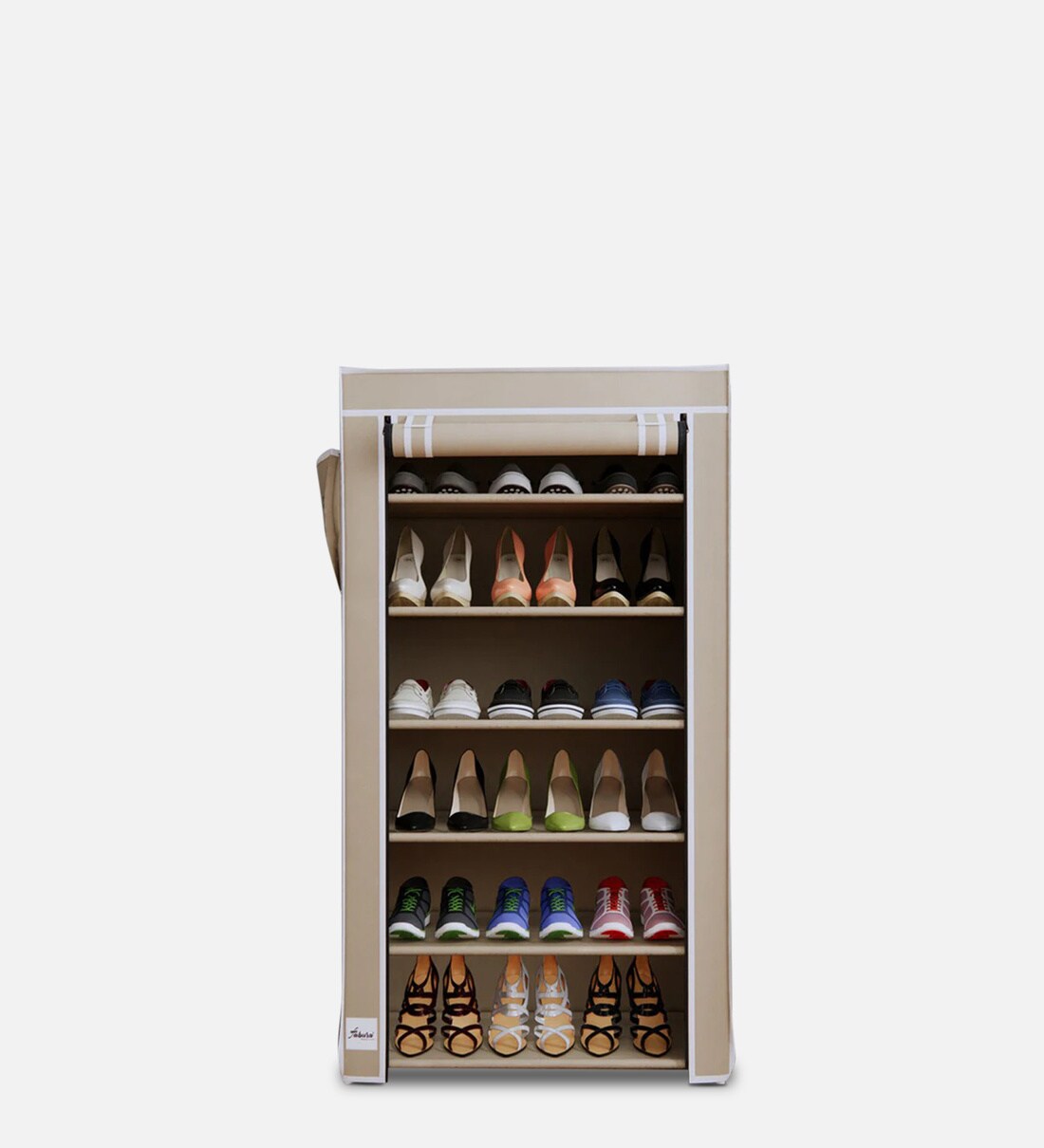 Buy Alpine Fabric Open Shoe Rack in Beige Finish Online Open Shoe