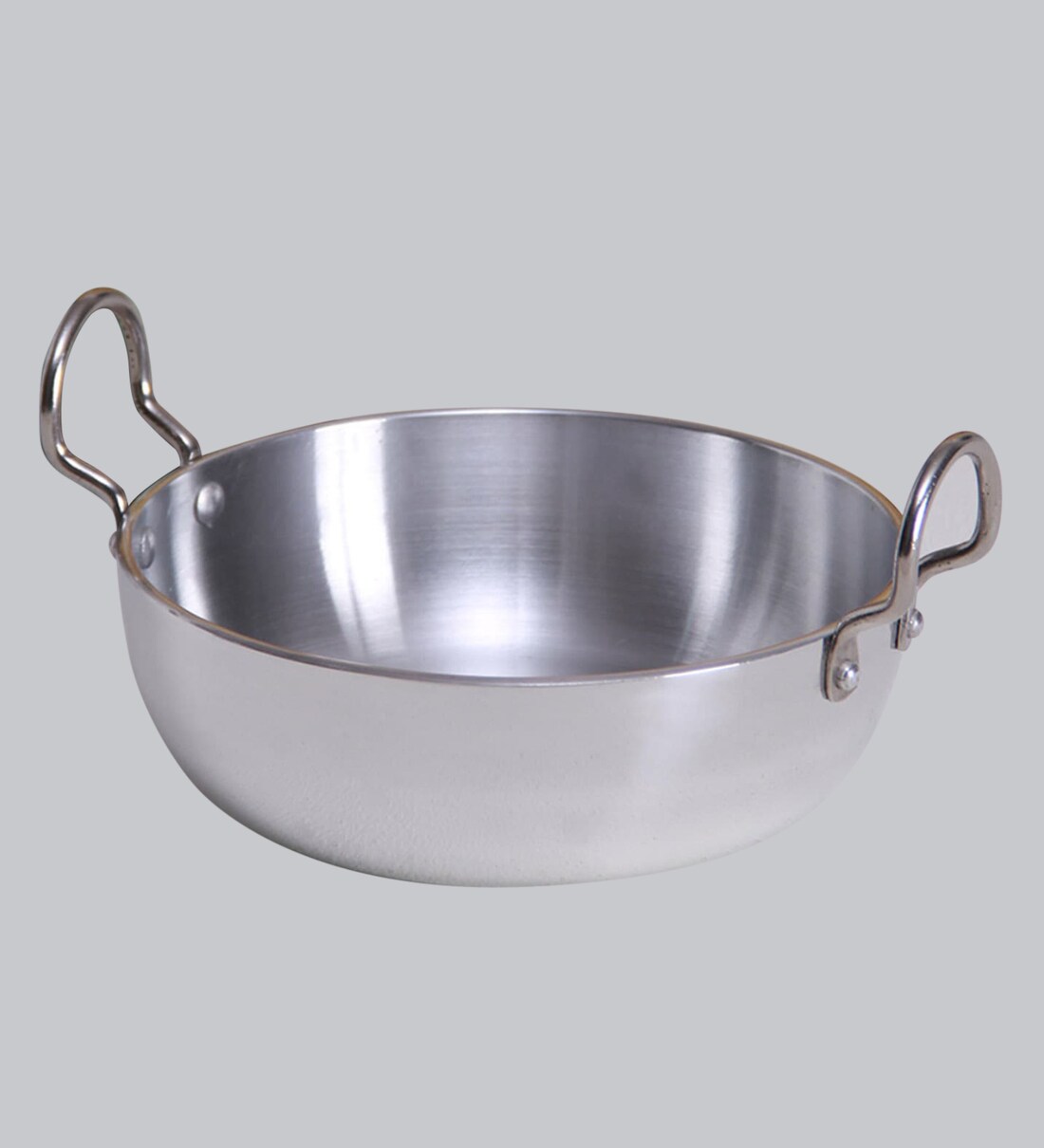 HAZEL Aluminum Deep Frying Pan Induction Base Kadai for Indian Cooking,  100oz-Silver 