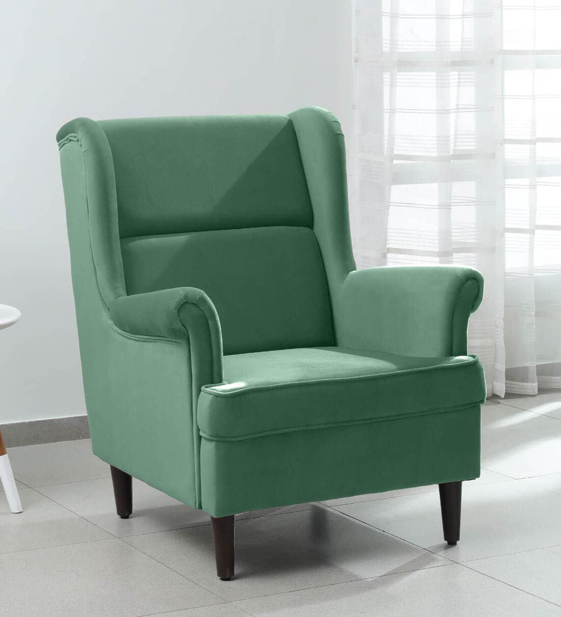 Green velvet wingback cheap chair