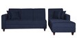 Alba Fabric LHS Sectional Sofa (3 + Lounger) in Navy Blue Colour