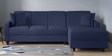 Alba Fabric LHS Sectional Sofa (3 + Lounger) in Navy Blue Colour
