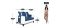 Alex 2 Seater Sofa In Blue & White Colour