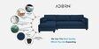 Alexander Fabric RHS 6 Seater Sectional Sofa in Blue Colour