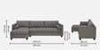 Alexander Fabric RHS 6 Seater Sectional Sofa in Grey Colour