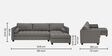 Alexander Fabric LHS 6 Seater Sectional Sofa in Grey Colour
