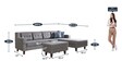 Alonis 6 Seater RHS Sectional Sofa In Ottoman Grey Colour