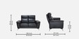 Alpha Leatherette 2 Seater Sofa In Black Color