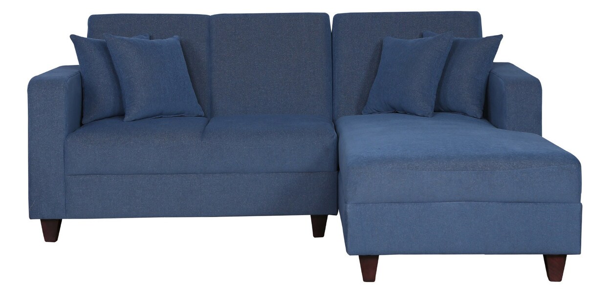 Buy Alba 2 Seater LHS Sectional Sofa in Denim Blue Colour CasaCraft By Pepperfry Online