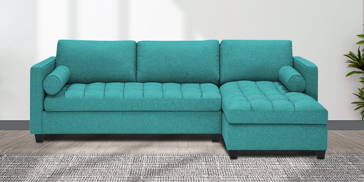 Buy Alexander Fabric LHS 6 Seater Sectional Sofa in Aqua Blue Colour at