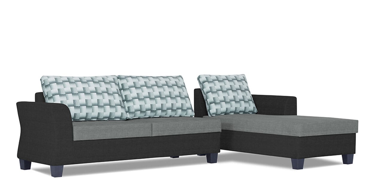 Buy Alexia Plus Bricks 6 Seater LHS Sectional Sofa set in Grey & Black