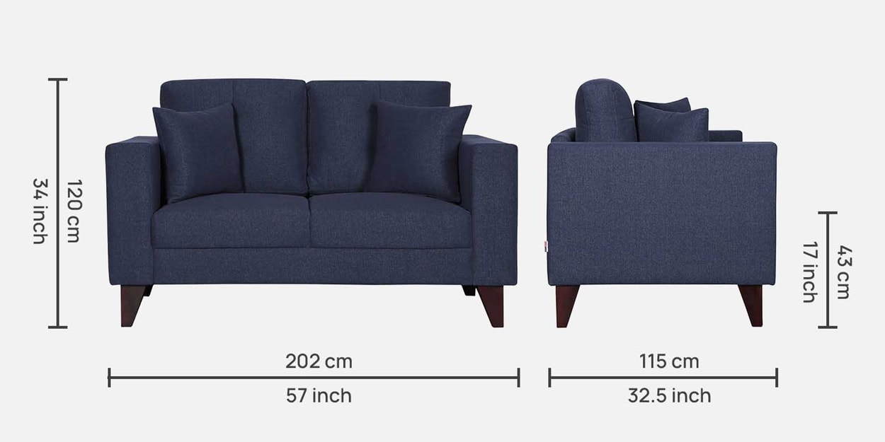 Buy Alfredo Fabric 2 Seater Sofa In Navy Blue Colour at 3% OFF by