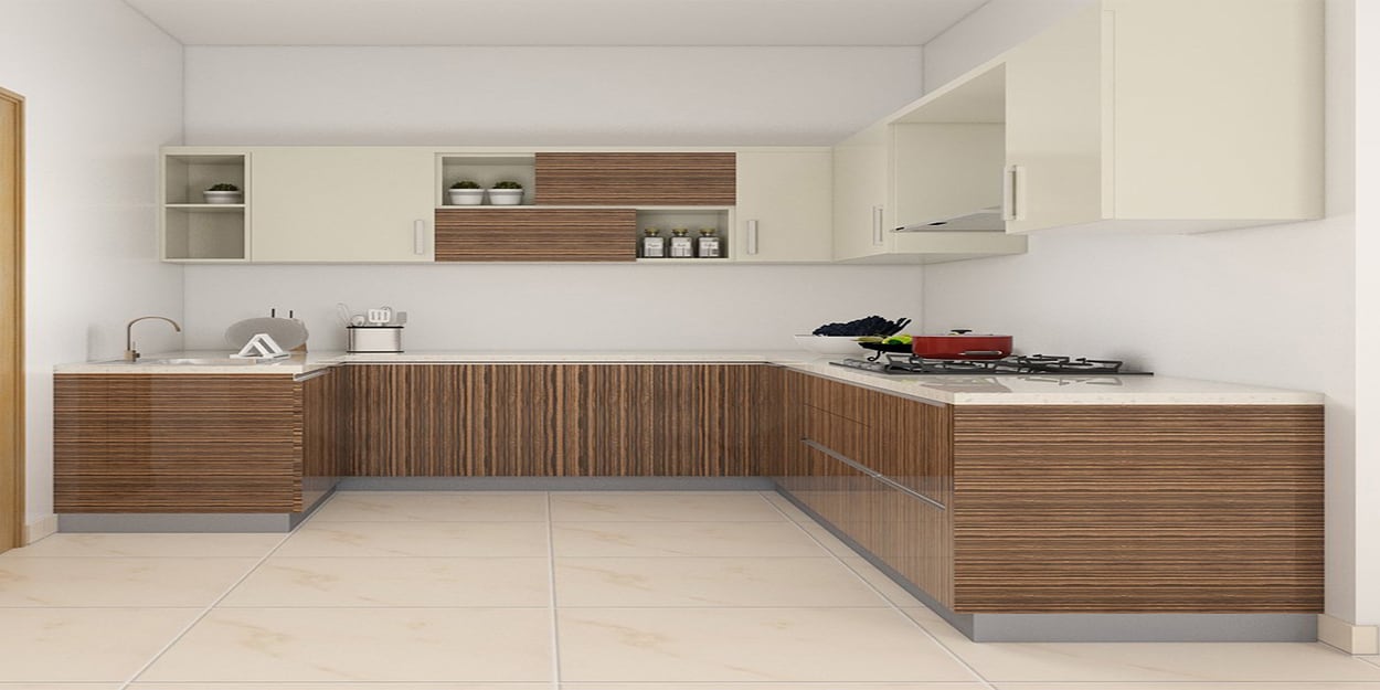 Buy Alvin U Shaped Modular Kitchen Designed in MDF Online U Shaped