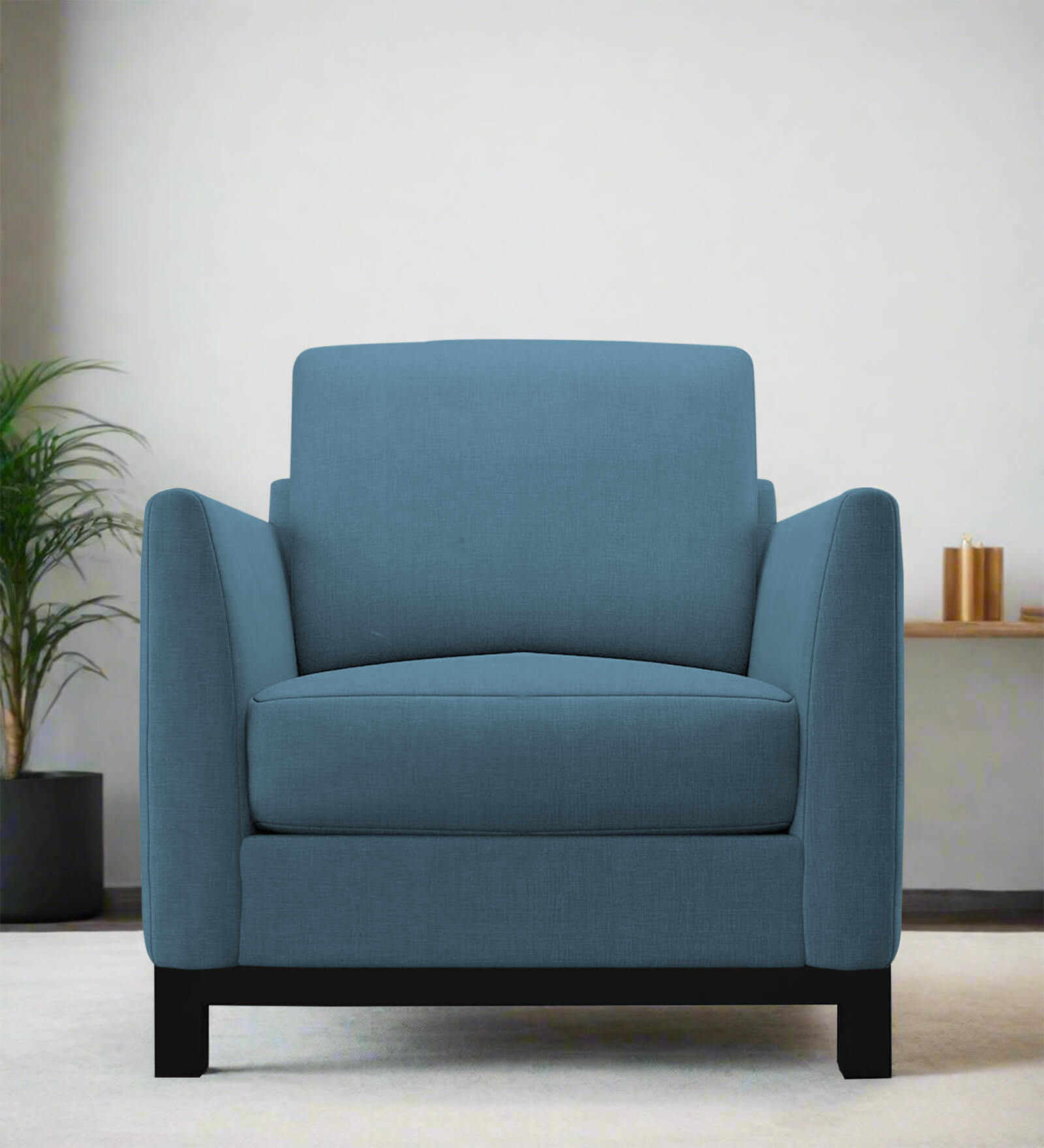 Aladin Fabric 1 Seater Sofa In Light Blue Colour Aladin Fabric 1 Seater Sofa In Light Blue Colour