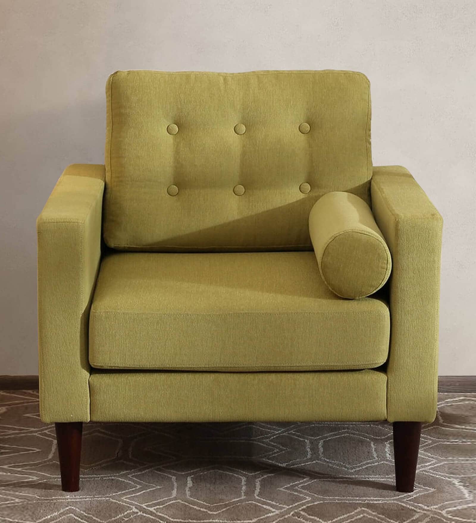 Alaine Fabric 1 Seater Sofa In Olive Green Colour