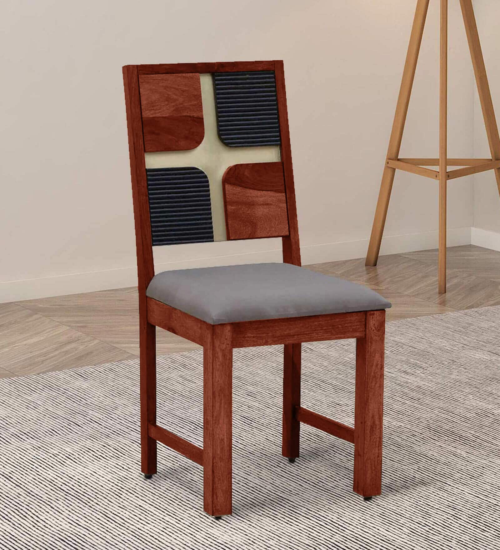Alamo Sheesham Wood Dining Chair In Scratch Resistant Honey Oak Finish (Set Of 2)