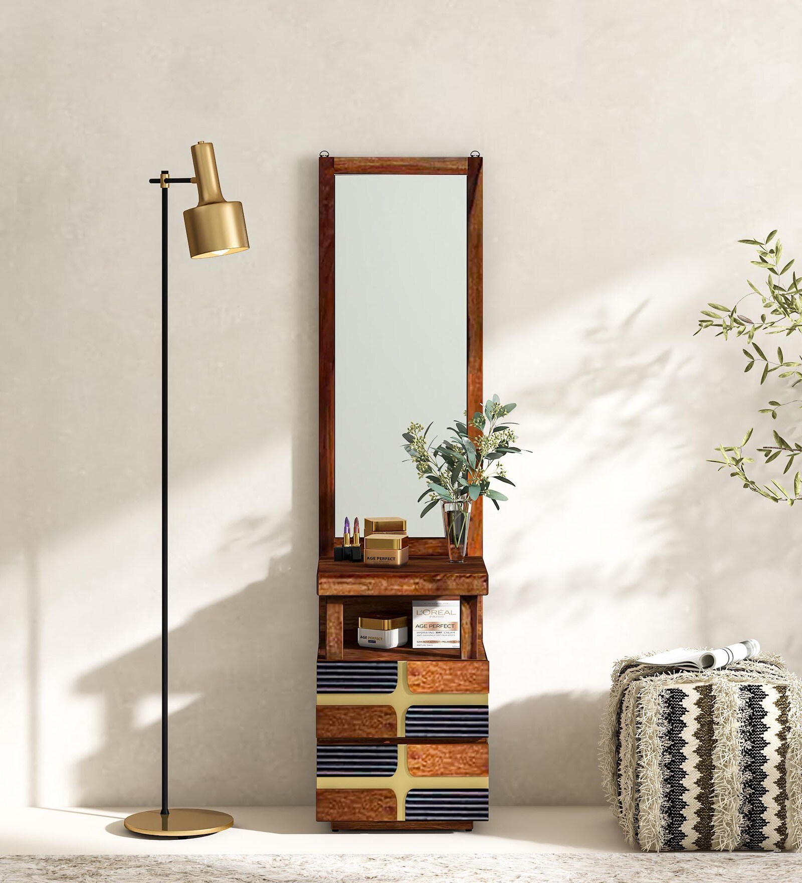 Alamo Sheesham Wood Dresser In Scratch Resistant Provincial Teak Finish