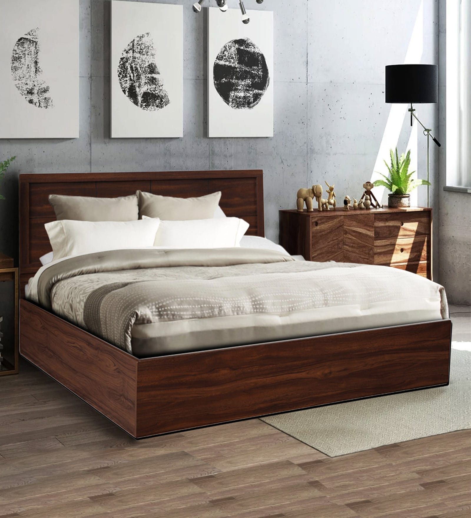 Buy Alana Queen Size Bed with Storage in Cocorica Finish by HomeTown