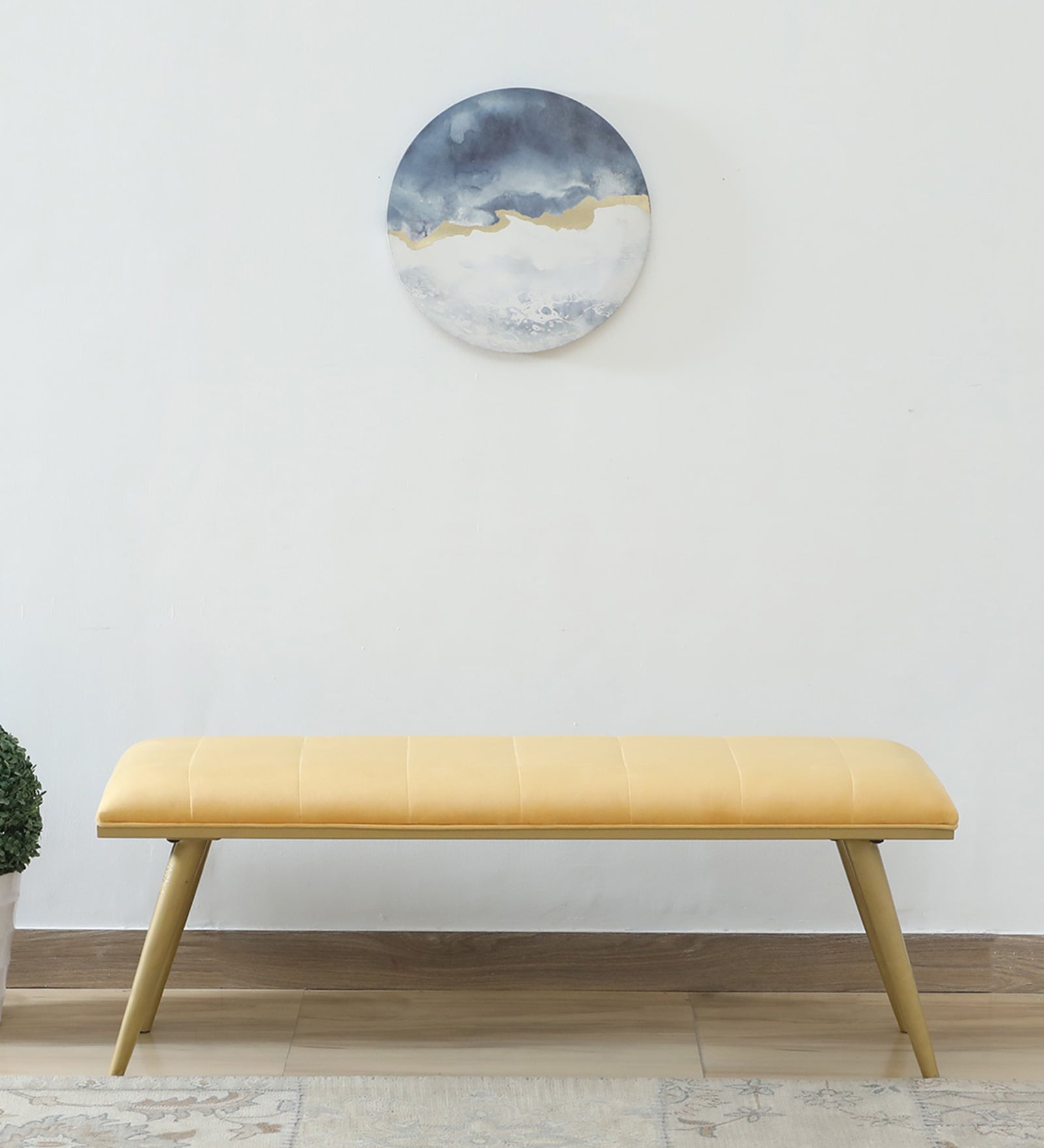 Alanso Metal Bench In Golden Colour