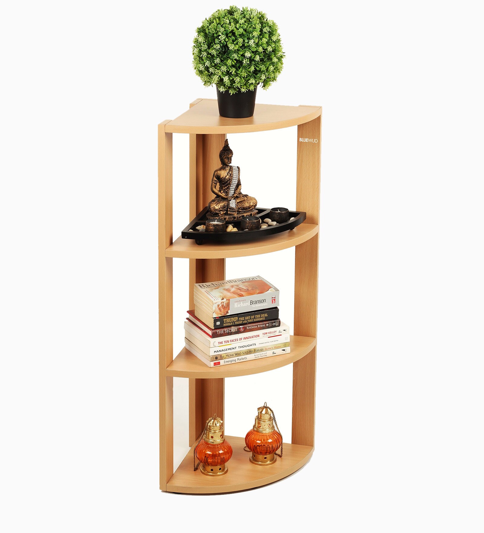 Buy Alba Floor Standing Corner Display Shelf (4 Shelves) in Beech