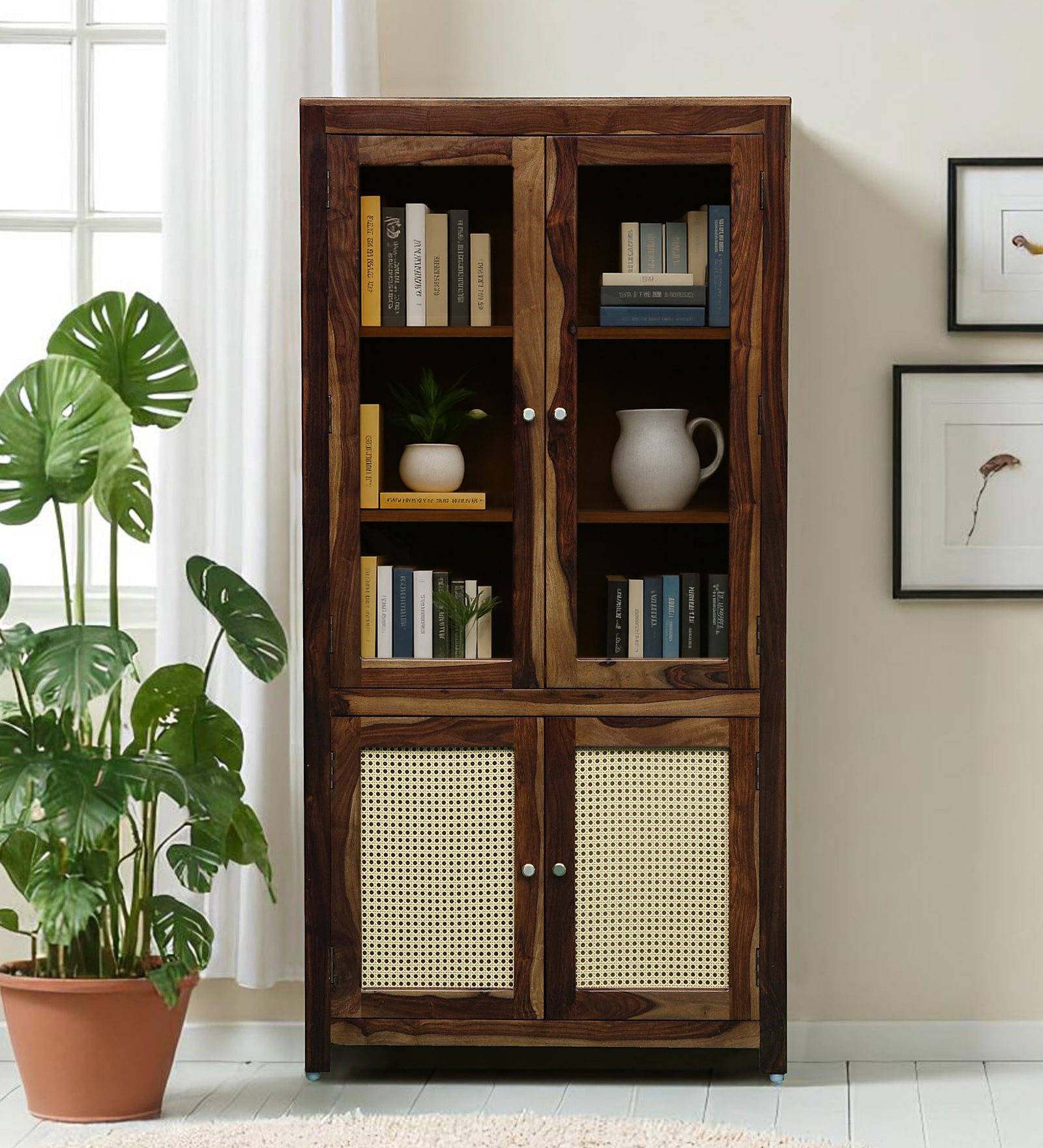 Albans Sheesham Wood Book Case in Provincial Teak Finish