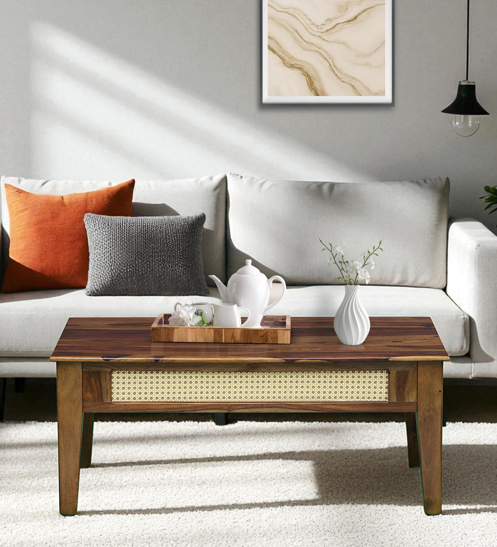 Albans Sheesham Wood Coffee Table In Provincial Teak Finish