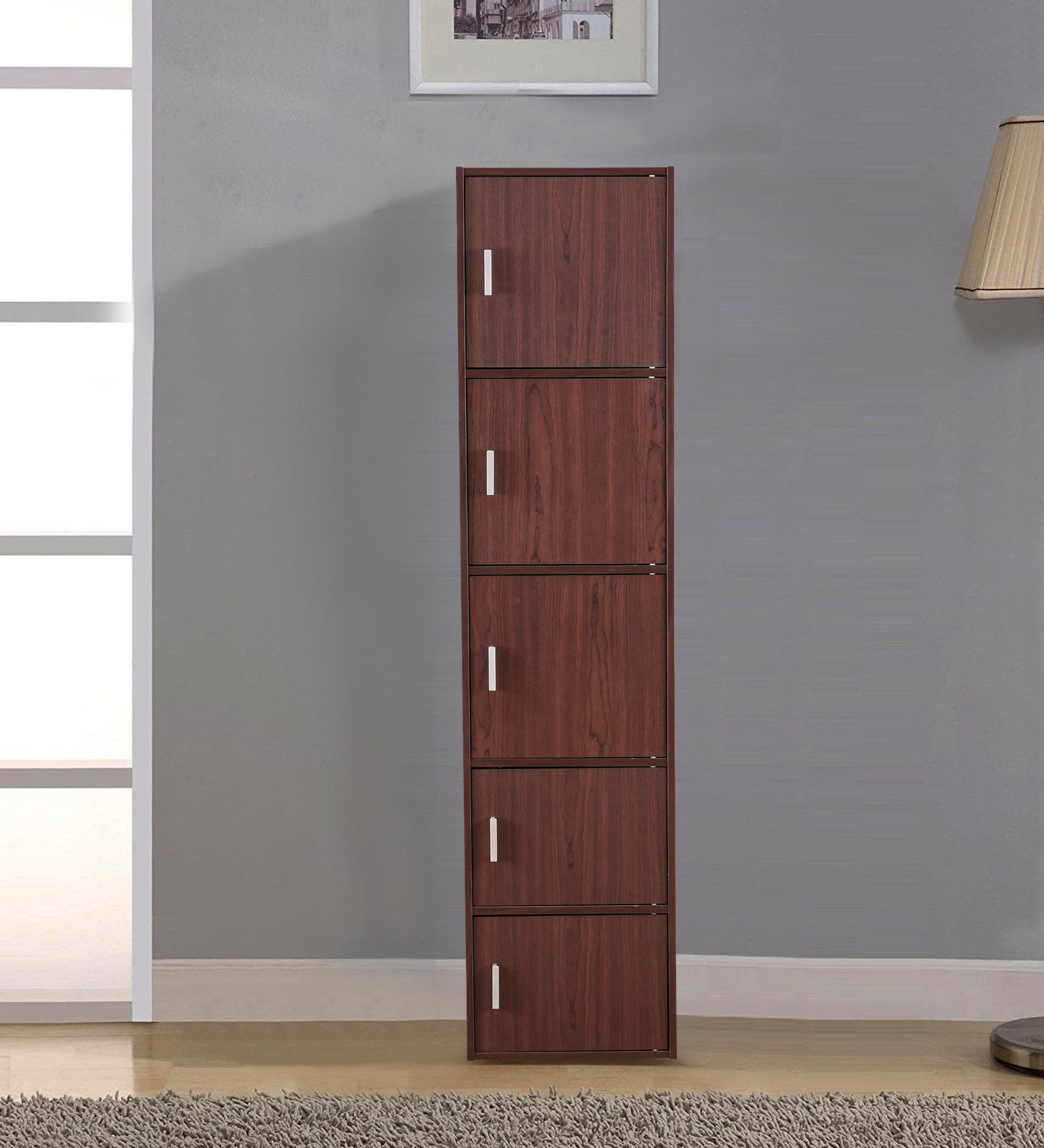 Albert File Cabinet in Cherry Brown & Walnut Finish