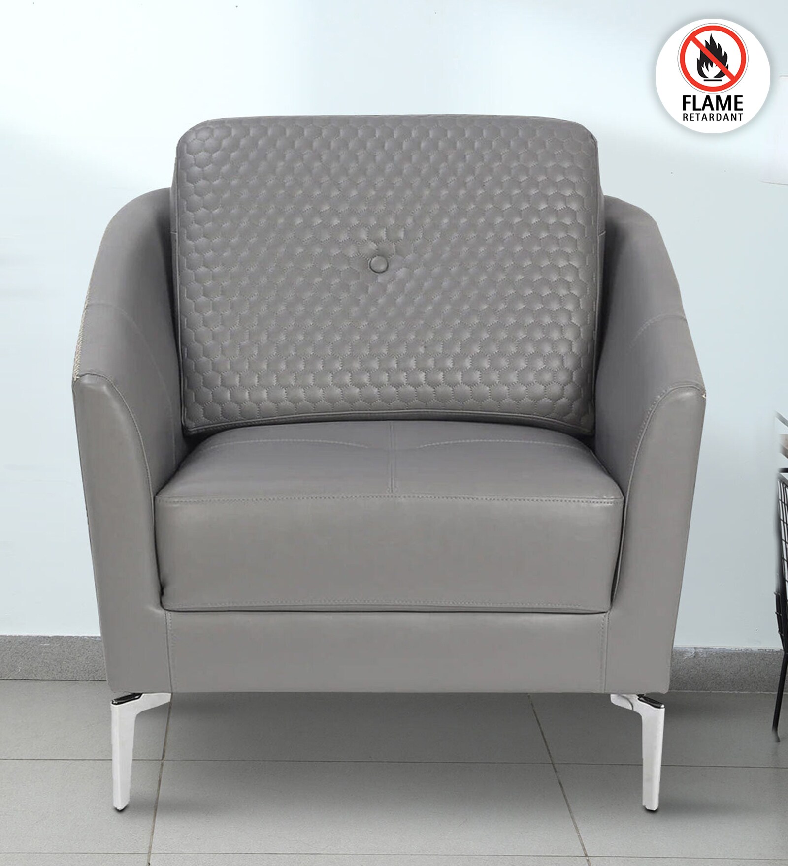 Buy Albert Flame Retardant Leatherette 1 Seater Sofa In Smoke Grey