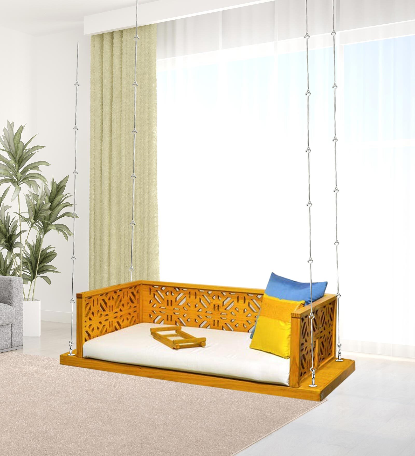 Albert Solid Wood Swing In Yellow Finish