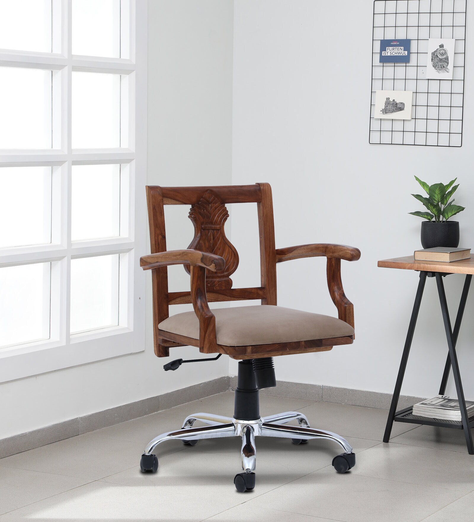 Alberta Solid Wood Ergonomic Chair in Scratch Resistant Rustic Teak Finish Alberta Solid Wood Ergonomic Chair in Scratch Resistant Rustic Teak Finish