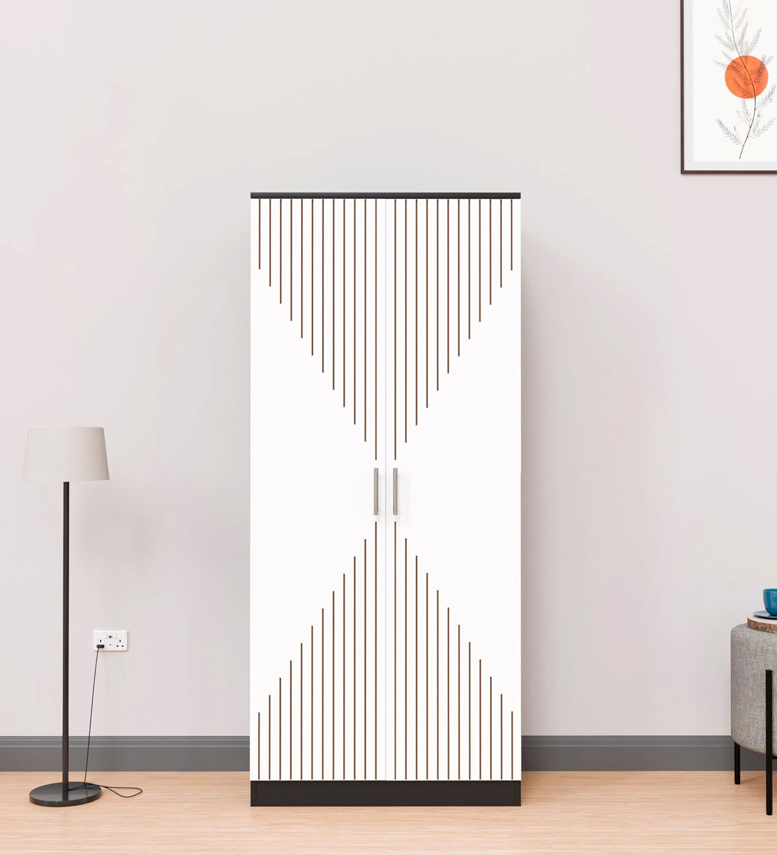 Albite 2 Door Wardrobe In Black & White Finish
