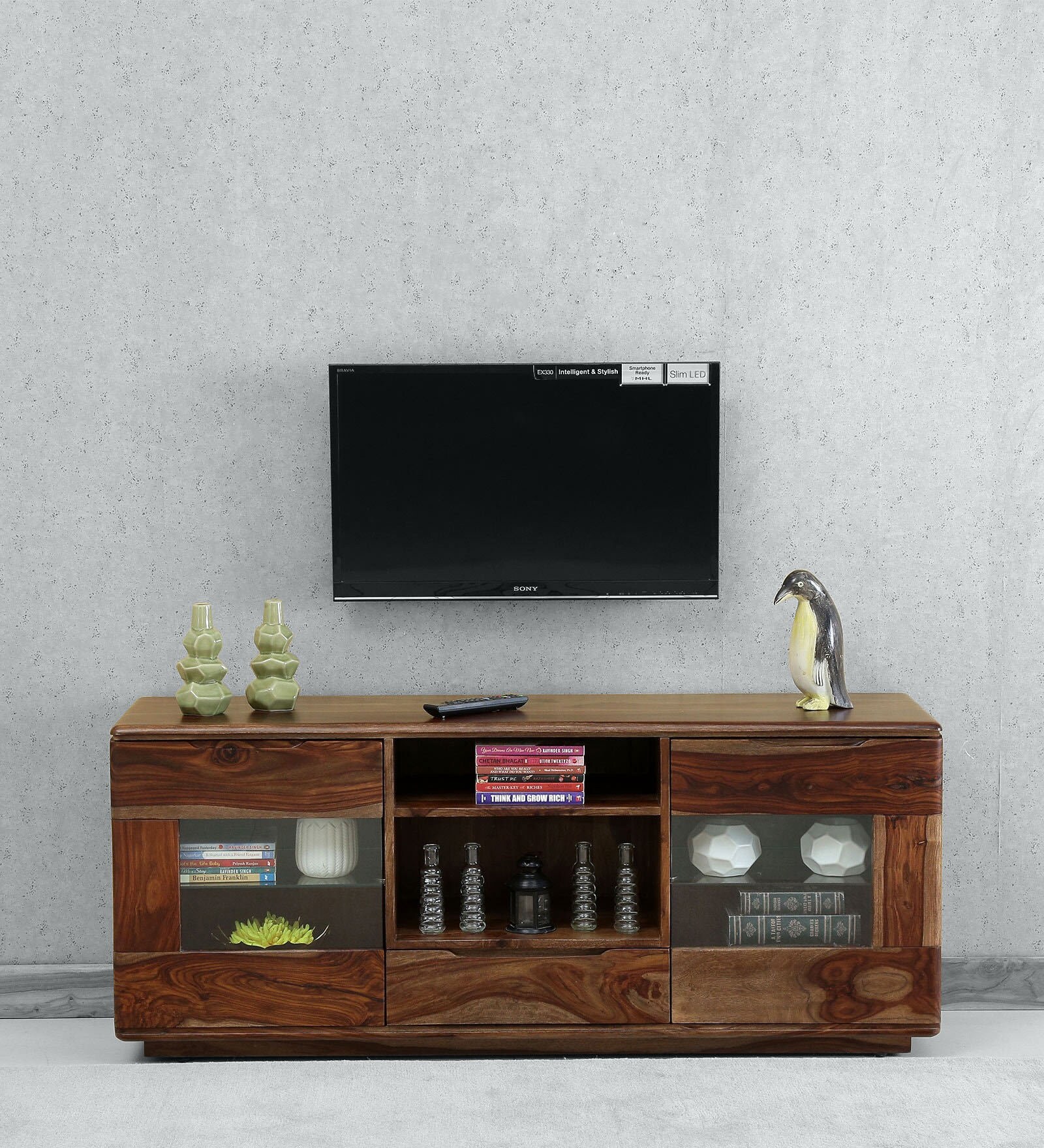 Aldora Sheesham Wood TV Cabinet in Sheesham Stone Finish