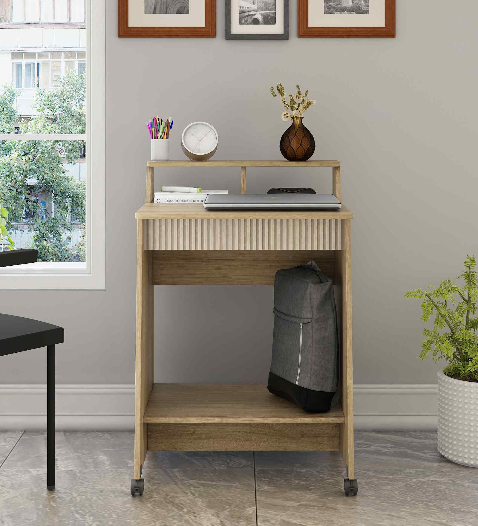 Alex 02 Writing Table In Santana Oak & Bamboo Flute Finish