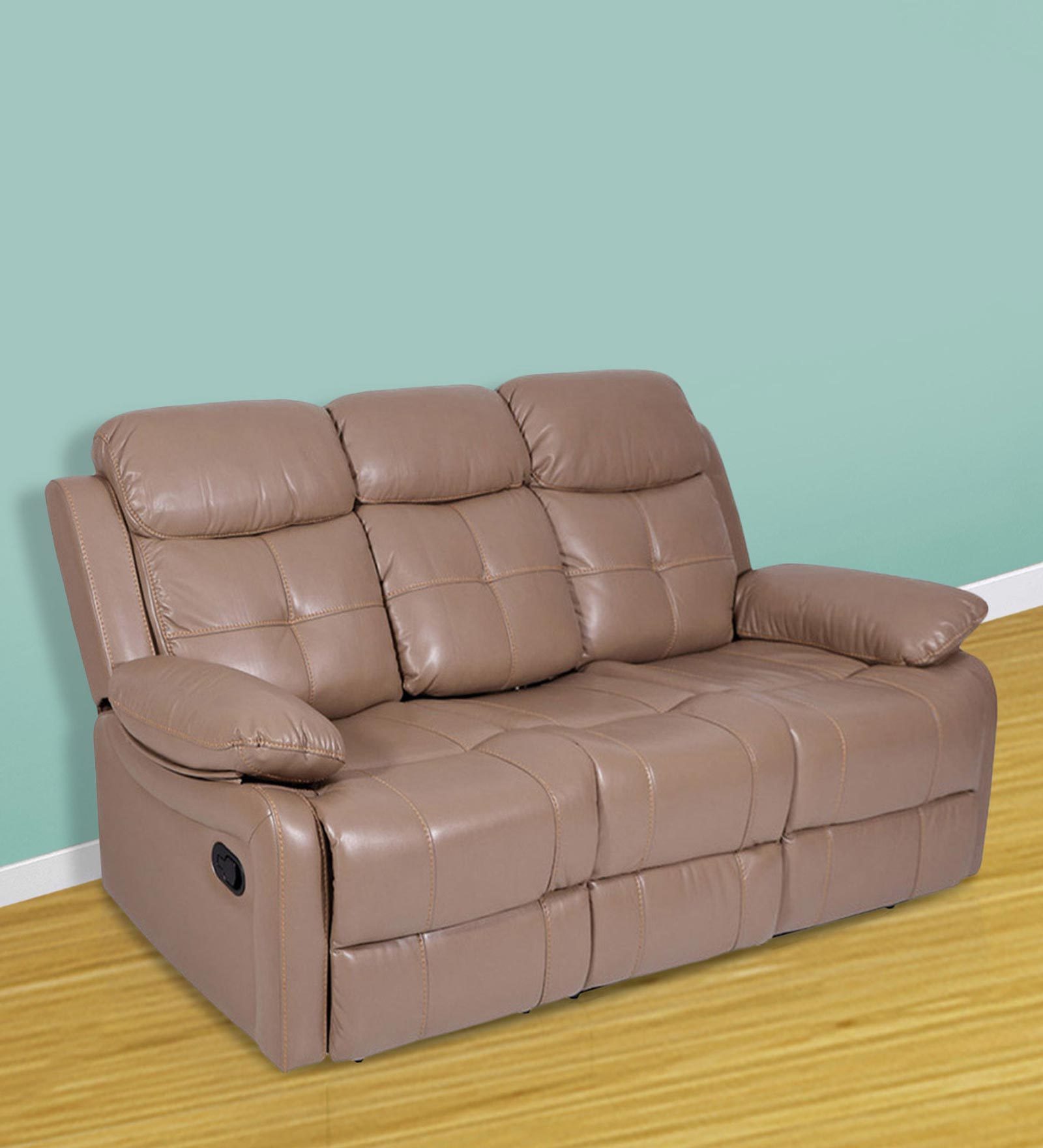 Buy Alex 3 Seater Manual Recliner Sofa in Camel Colour at 56 OFF by