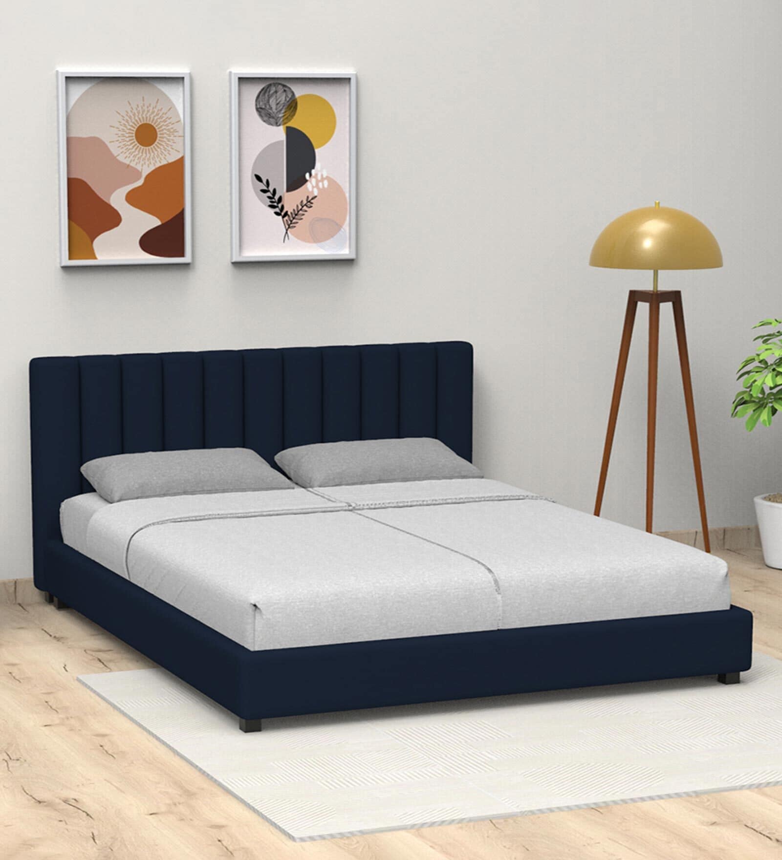 Buy Alex Velvet King Size Bed in Royal Blue Colour at 56% OFF by Citraa ...