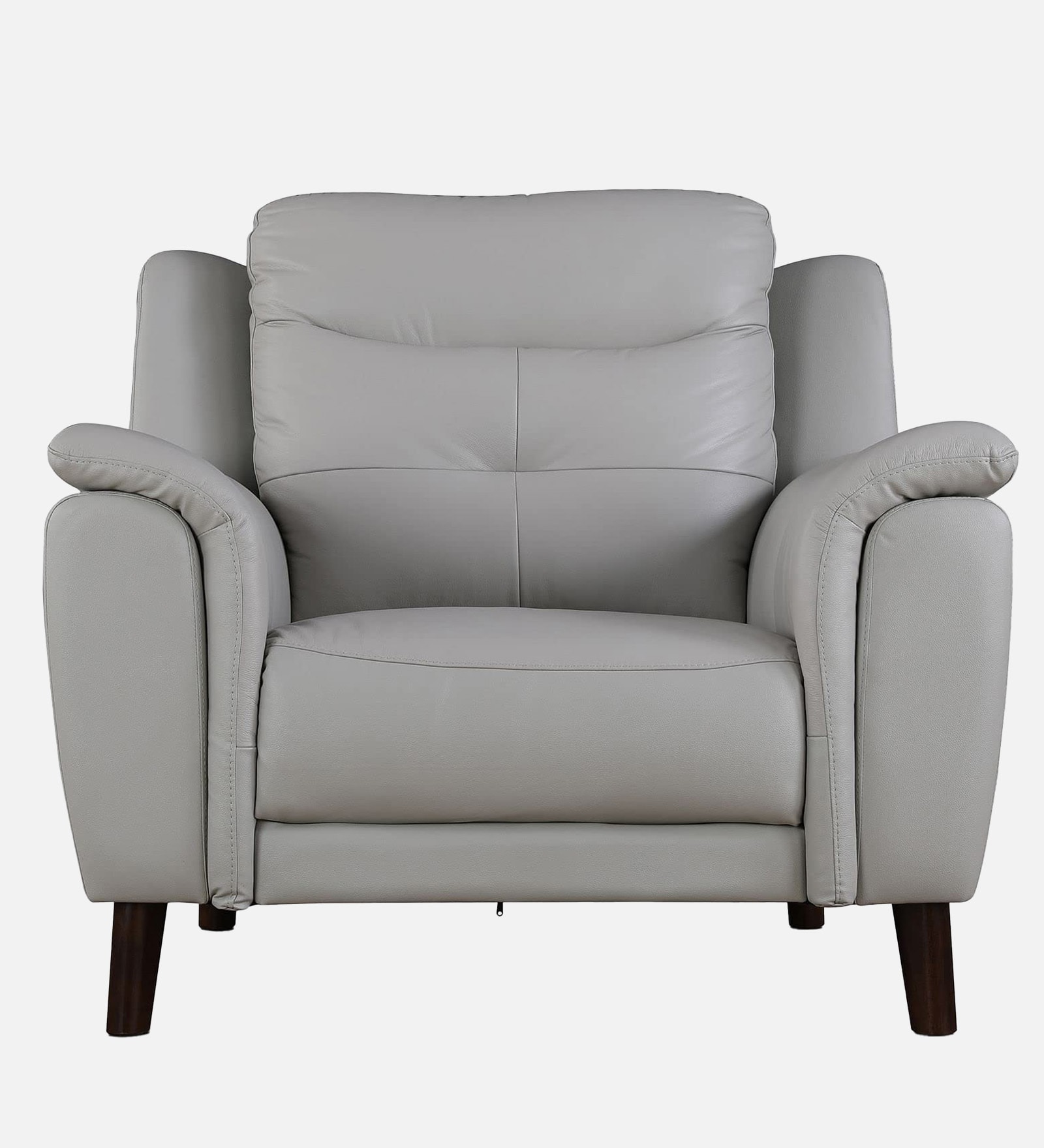 Alexa Leatherette 1 Seater Sofa In Light Grey Colour